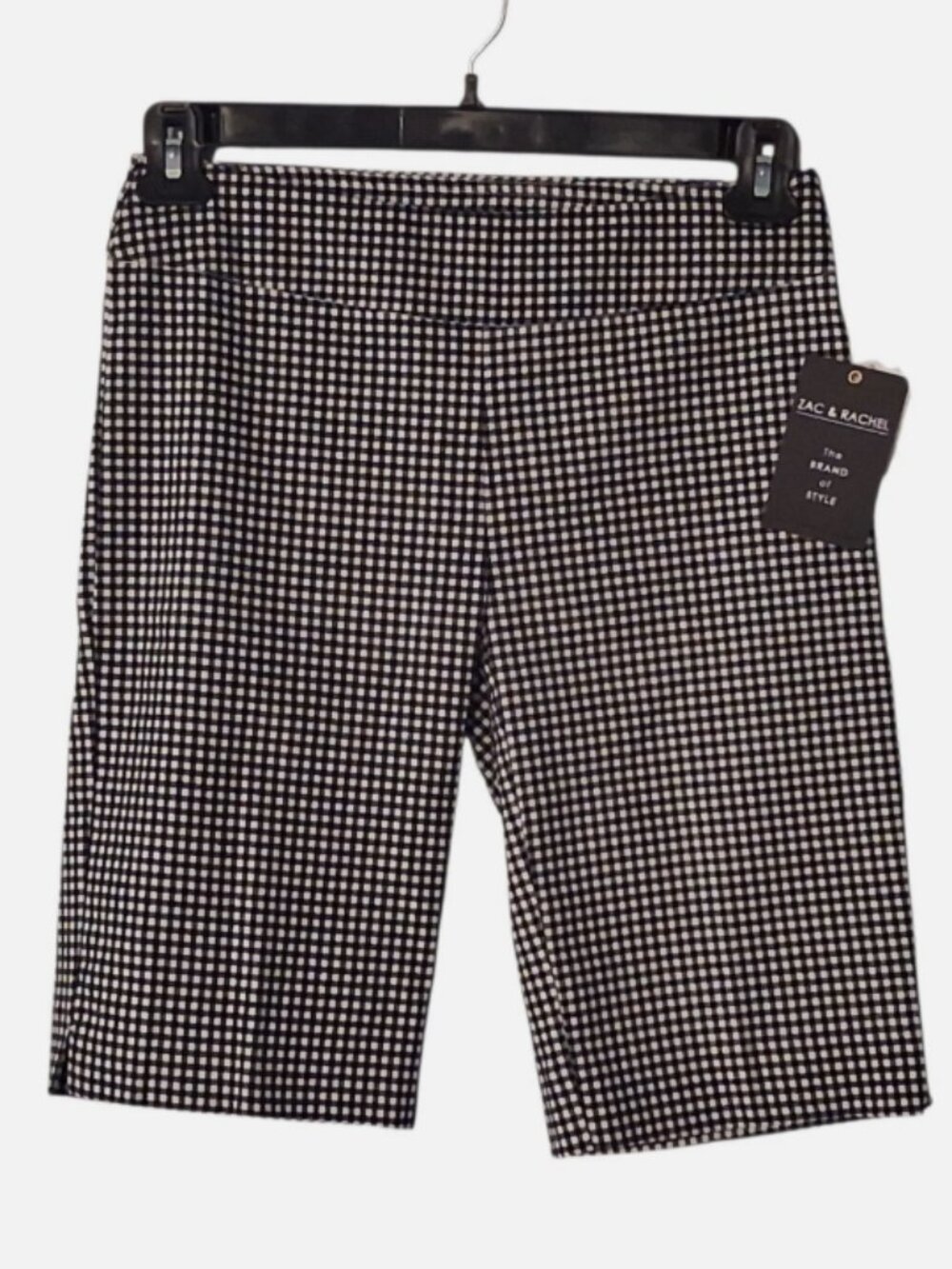 Zac & Rachel Bermuda Shorts Womens Size 4-W28" Black White Check Pull On Stretch